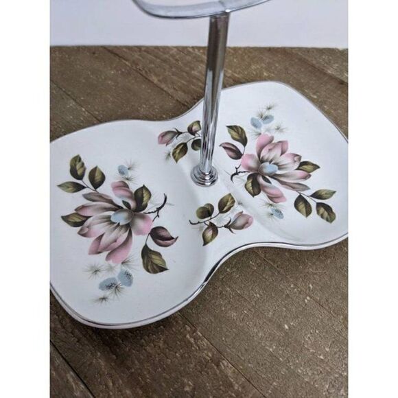 Divided Candy dish with handle Midwinter england serving plate, floral vintage - Picture 7 of 8